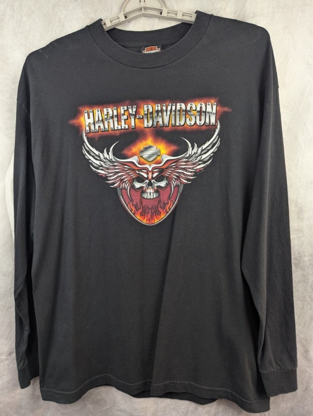 ​Harley Davidson of Tucson Arizona Flame Sleeve Shirt Winged Skull Graphic XL